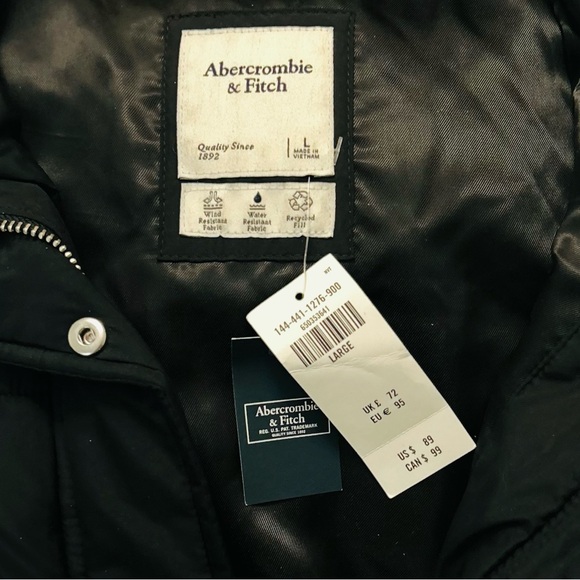 Mens NWT Abercrombie & Fitch Black Puffer Vest Large - Picture 8 of 8